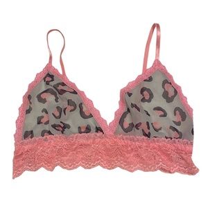 Hanky Panky Pink Lace Leopard Animal Print Bralette